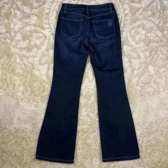 Laurie Felt Pull On Jeans Women's PXS Black Mid-Rise Silky Boot Cut Dark Wash - Picture 7 of 9